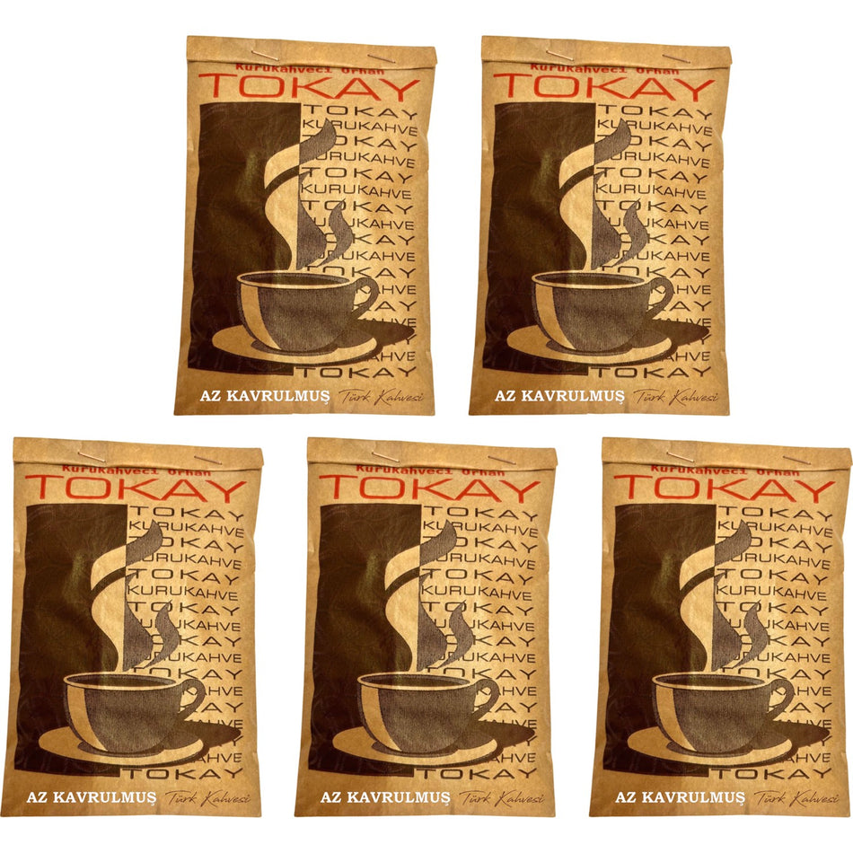 Cinbas Traditional Light Roast Turkish Coffee, Mild and Foamy, 5 x 100 gr - MALLTURK