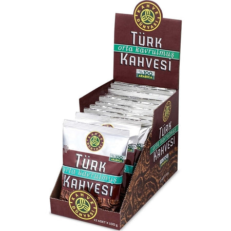 Coffee World Medium Roast Turkish Coffee 100g (Set of 12) Total: 1200g - MALLTURK