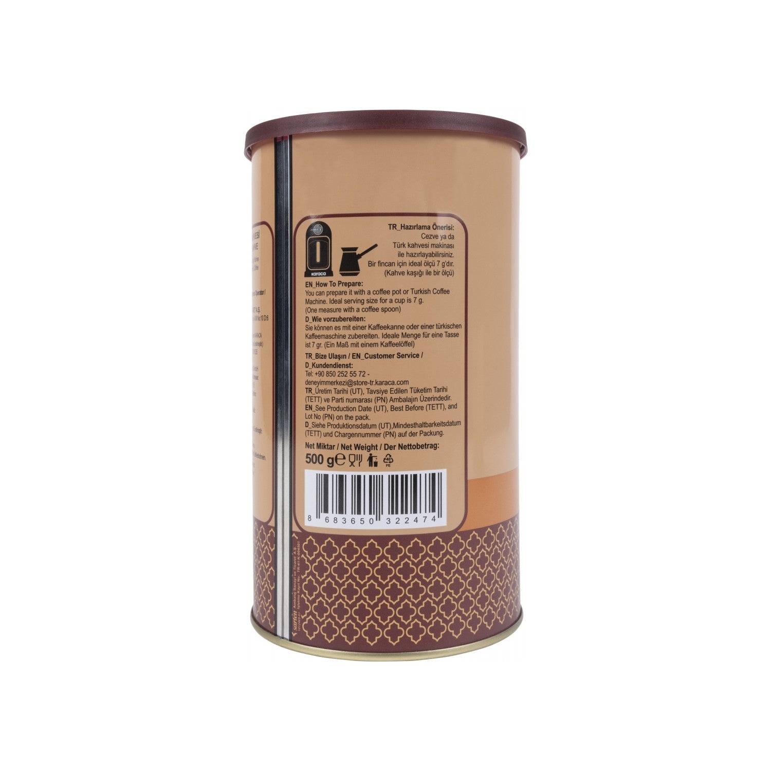 KaracaHatir Medium Roast Turkish Coffee, 500g Tin Can - MALLTURK