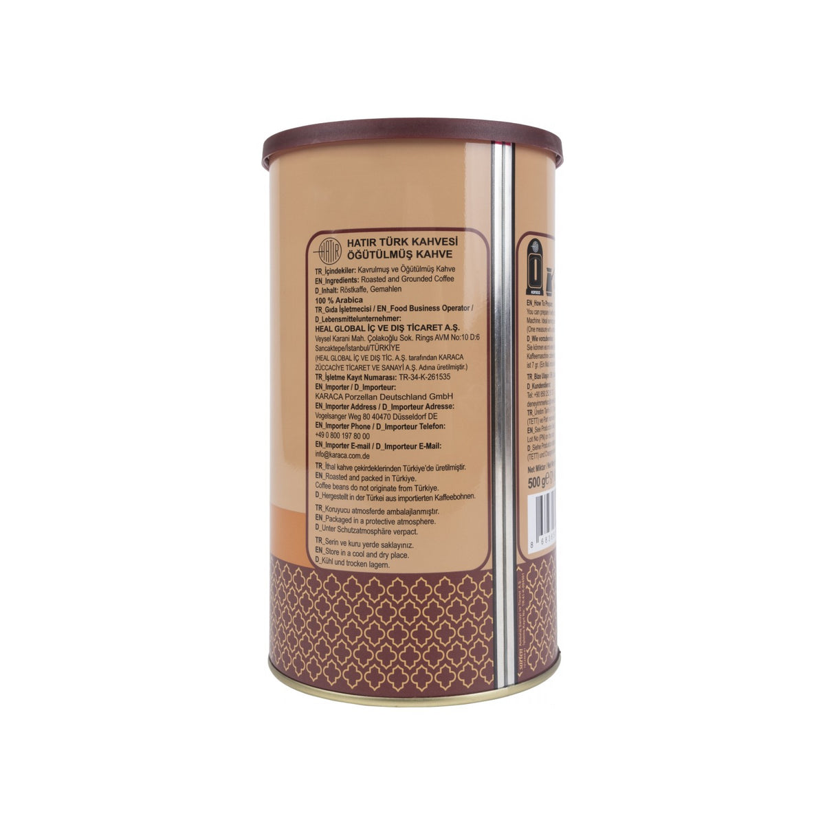 KaracaHatir Medium Roast Turkish Coffee, 500g Tin Can - MALLTURK