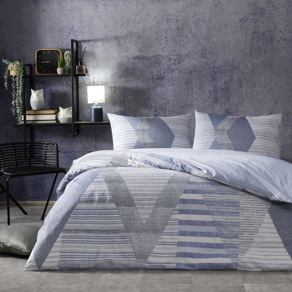 Tac Lucas Ranforce Single Duvet Cover Set Blue - MALLTURK
