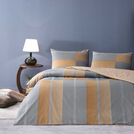 Tac Miles Ranforce Single Duvet Cover Set Orange - MALLTURK