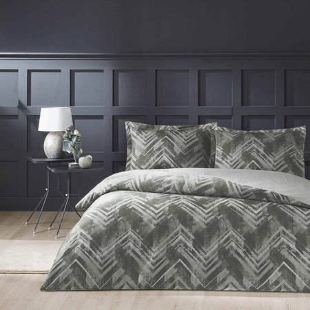 Tac Edith Sateen Double Duvet Cover Set Anthracite - MALLTURK