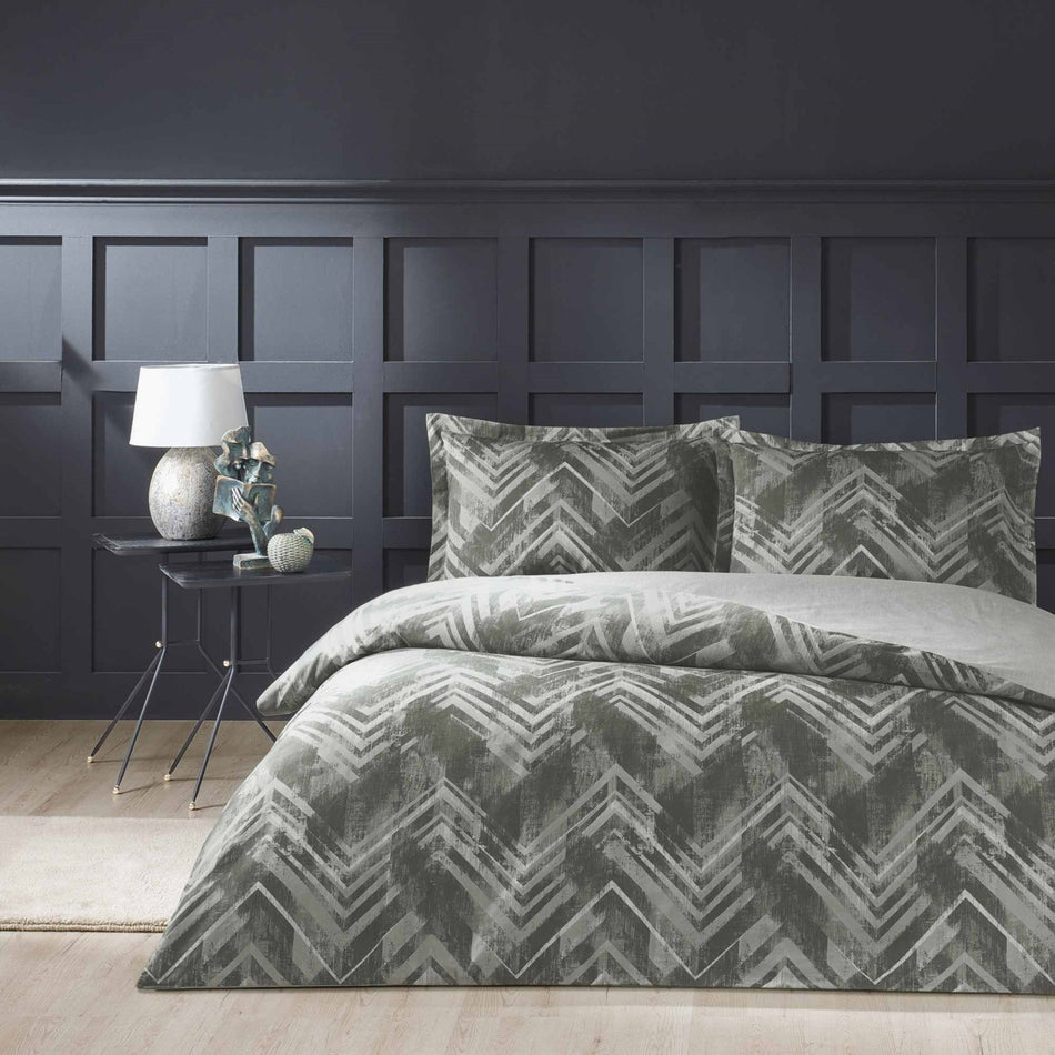 Tac Edith Sateen Double Duvet Cover Set Anthracite - MALLTURK