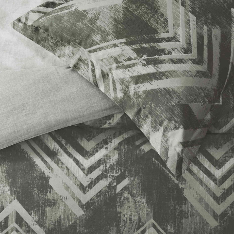 Tac Edith Sateen Double Duvet Cover Set Anthracite - MALLTURK