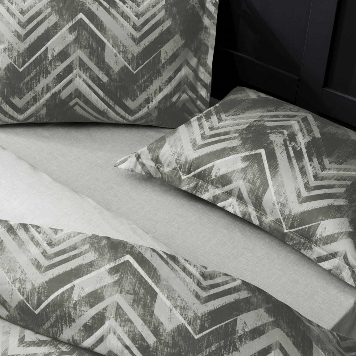 Tac Edith Sateen Double Duvet Cover Set Anthracite - MALLTURK