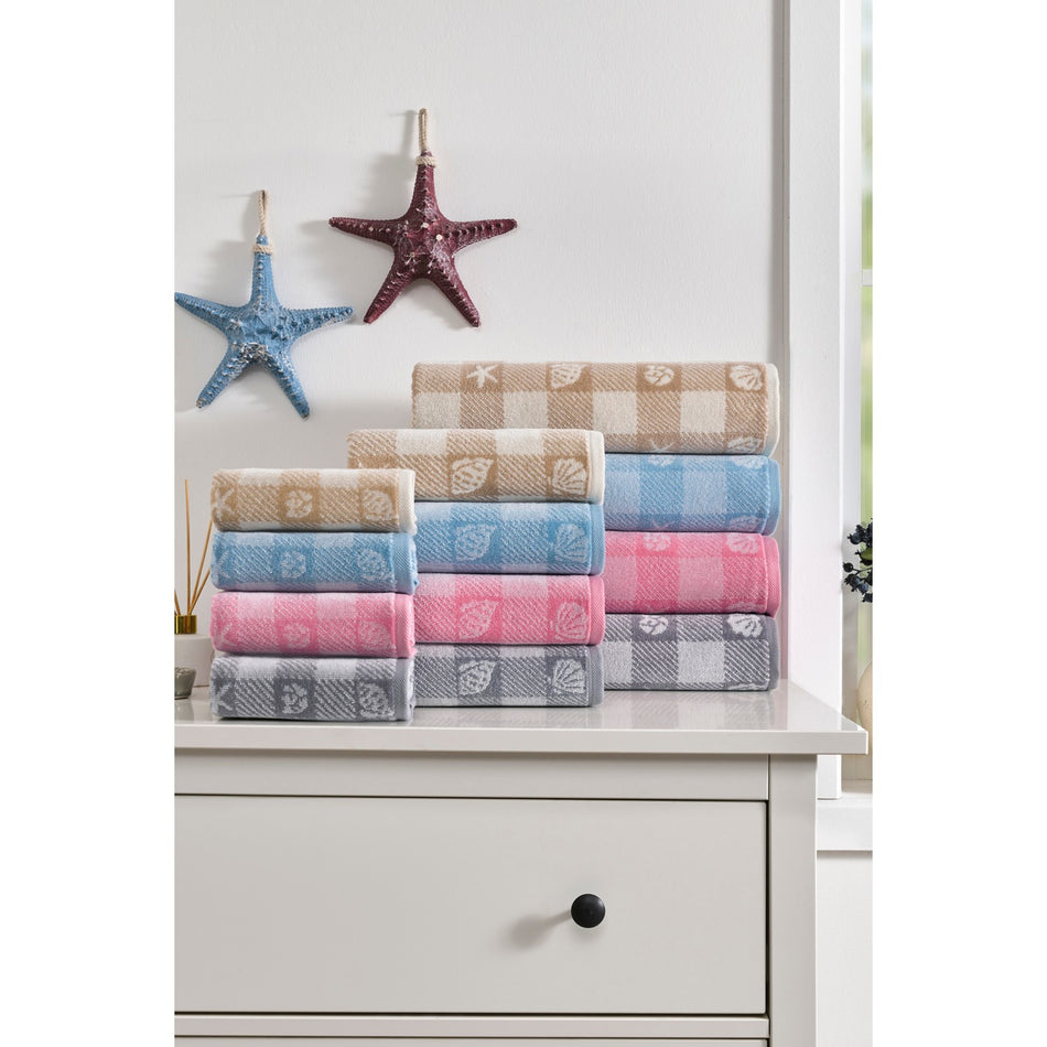 Ozdilek  50x90 cm Shell Plaid Velvet Hand and Face Towel