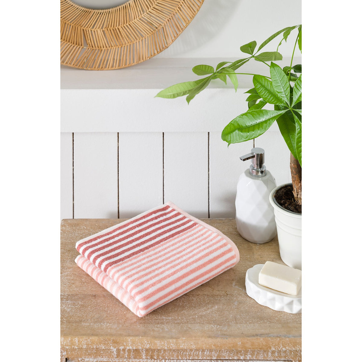 Ozdilek Cotton Lined Hand and Face Towel 45x90 cm Salmon Color Soft and Durable - MALLTURK