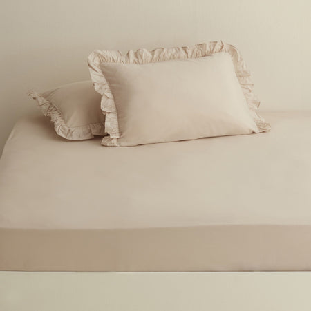 Karaca Home Basic 100% Cotton Single Flat Sheet Beige - MALLTURK