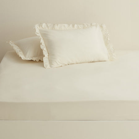 Karaca Home Basic 100% Cotton Double Flat Sheet, Ecru - MALLTURK
