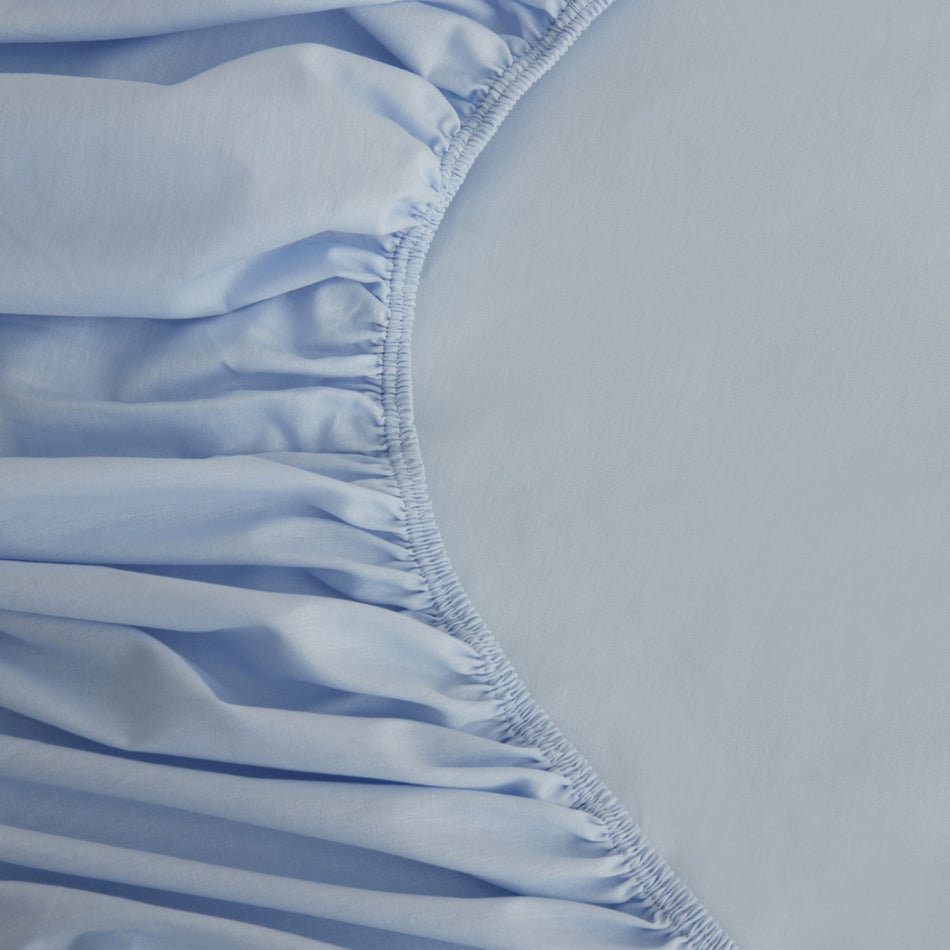 Karaca Home Basic 100% Cotton Double Fitted Sheet, Blue - MALLTURK