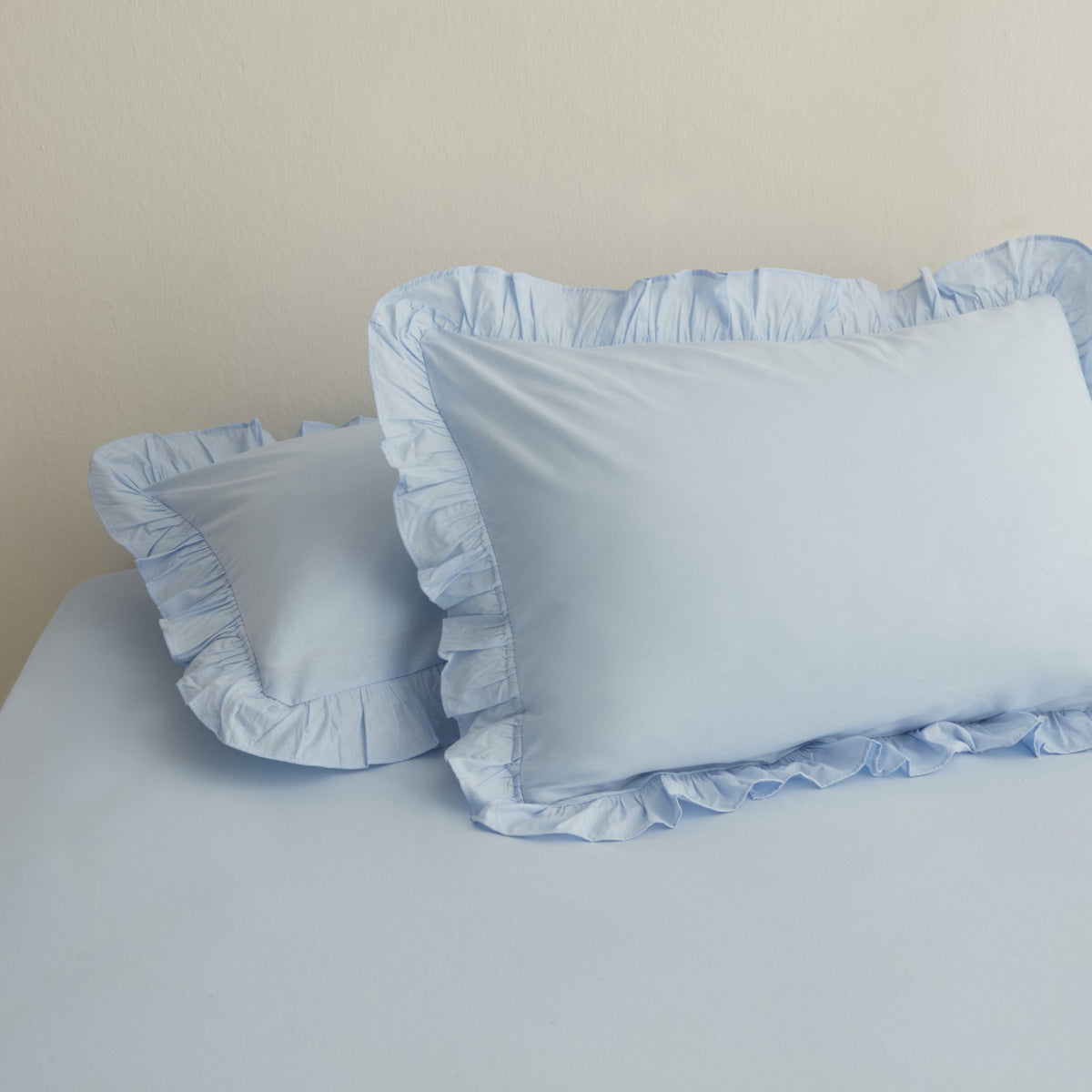 Karaca Home Basic Set of 2 Ruffled Pillowcases, Blue - MALLTURK