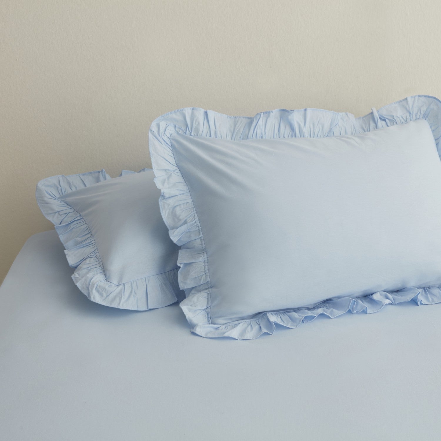 Karaca Home Basic Set of 2 Ruffled Pillowcases, Blue - MALLTURK