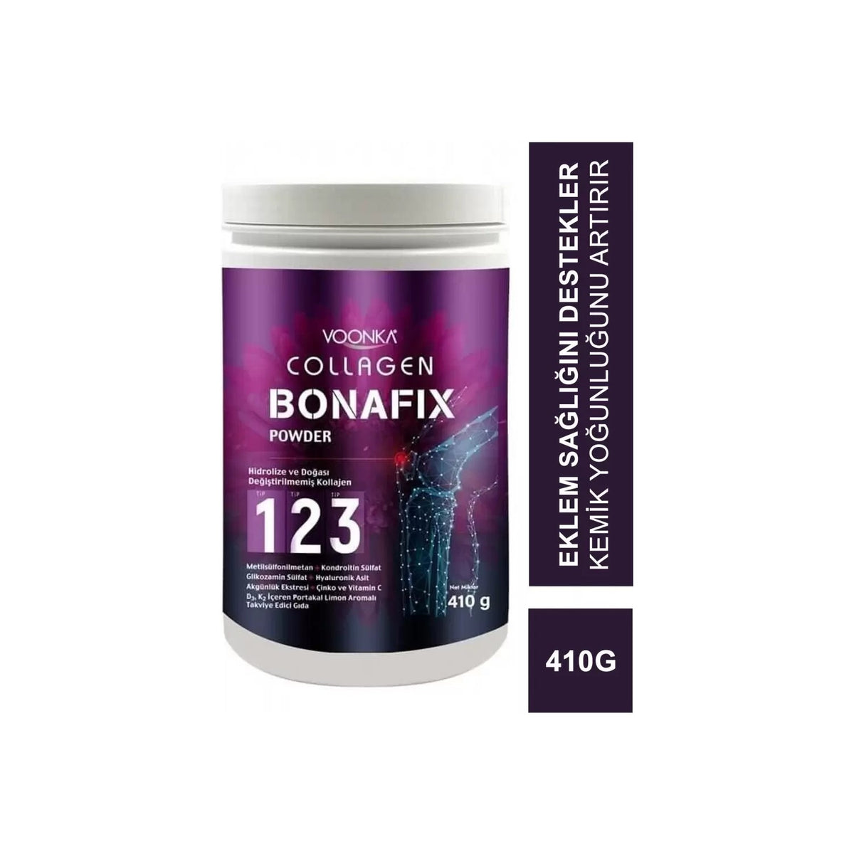 Voonka Collagen Bonafix Powder Type 1-2-3 Powder 410 g Joint Hydrolyzed Collagen and Vitamins - MALLTURK