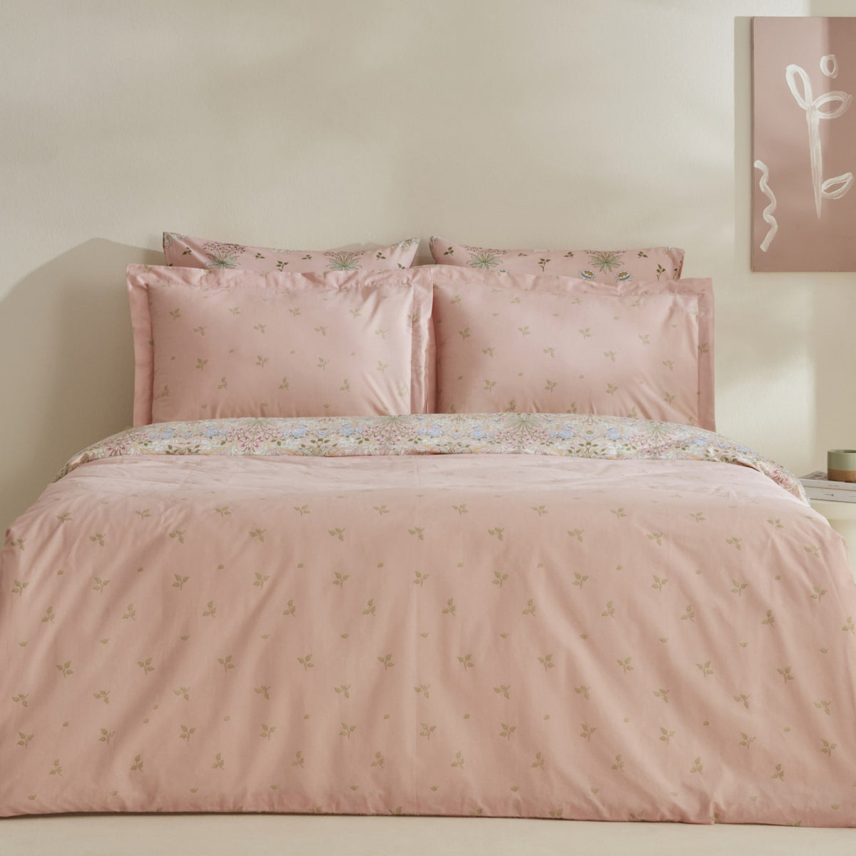 Karaca Home Flovy %100 Cotton Double Duvet Cover Set Powder Pink - MALLTURK