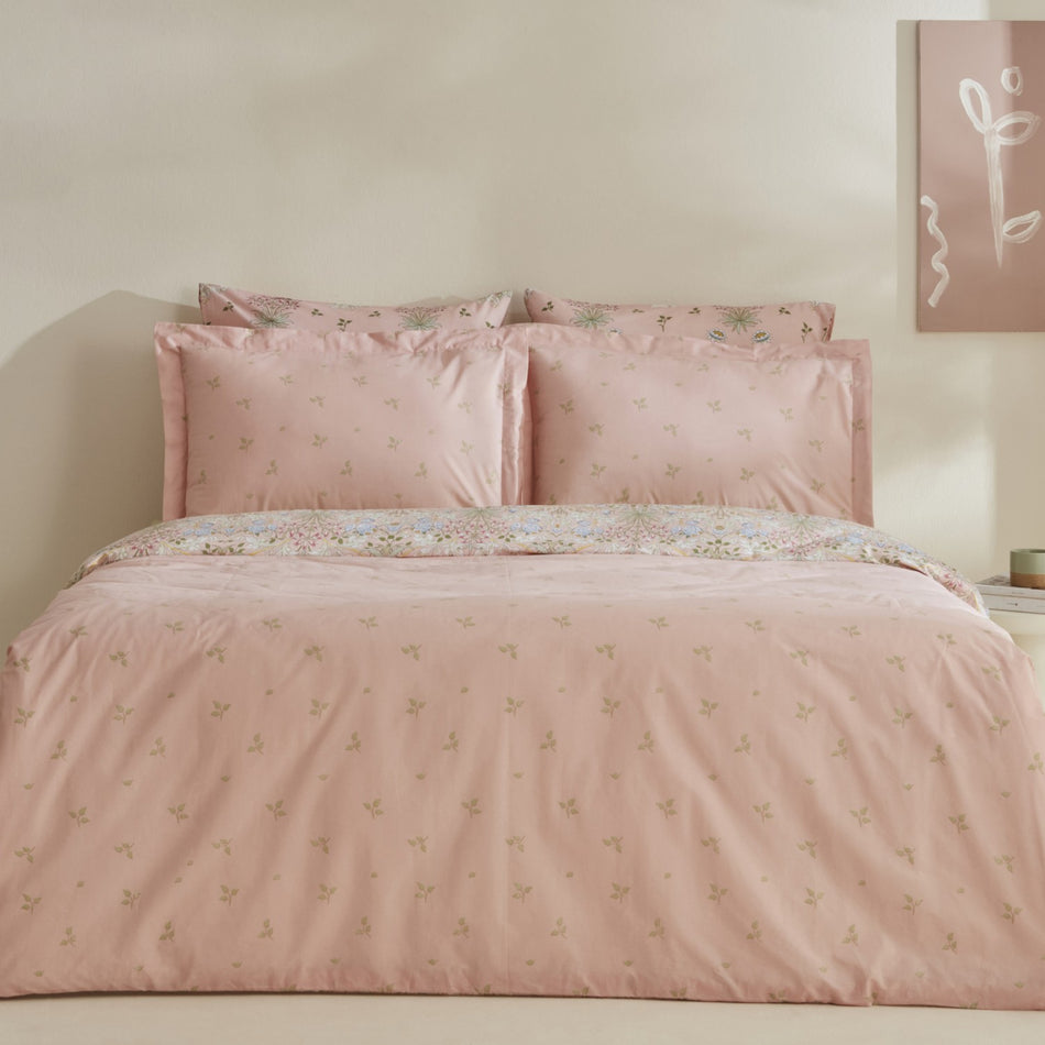 Karaca Home Flovy %100 Cotton Double Duvet Cover Set Powder Pink - MALLTURK