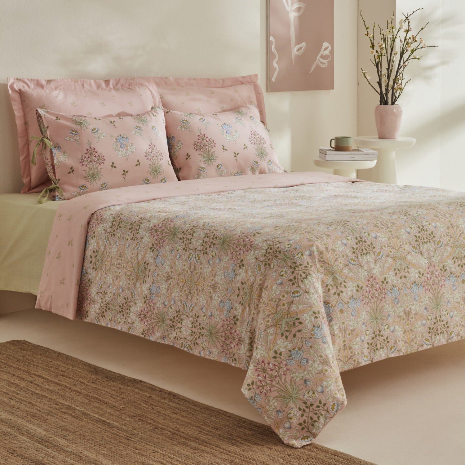 Karaca Home Flovy %100 Cotton Double Duvet Cover Set Powder Pink - MALLTURK