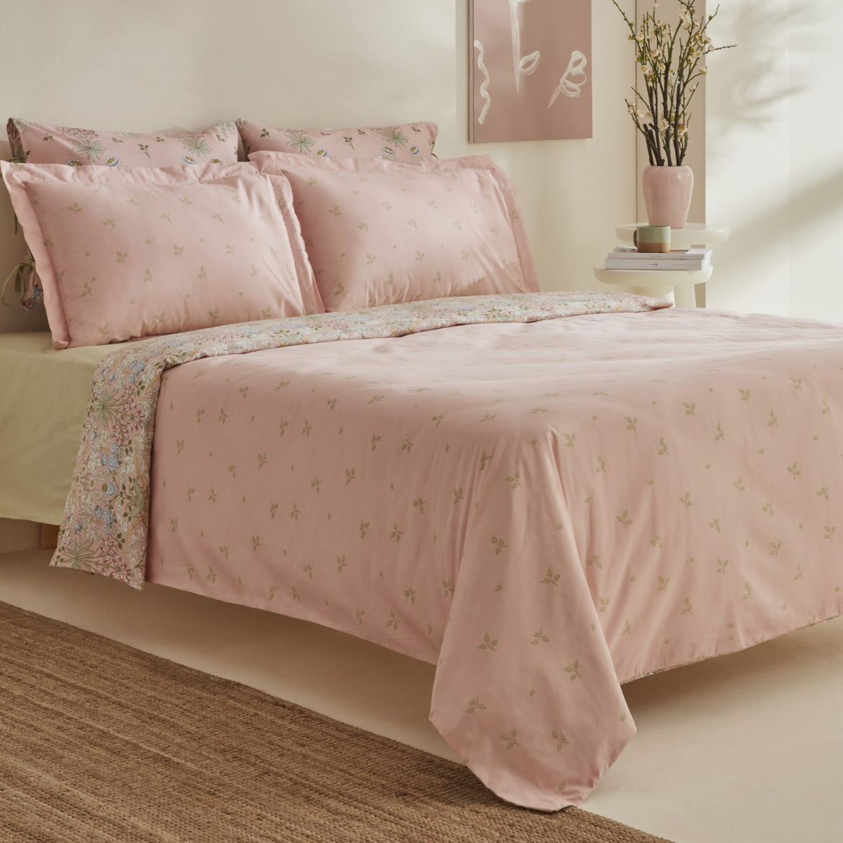 Karaca Home Flovy %100 Cotton Double Duvet Cover Set Powder Pink - MALLTURK