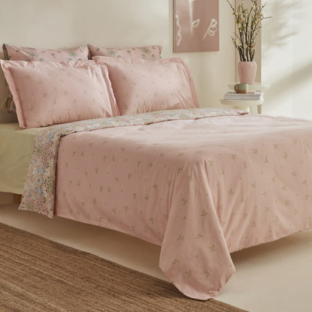 Karaca Home Flovy %100 Cotton Double Duvet Cover Set Powder Pink - MALLTURK