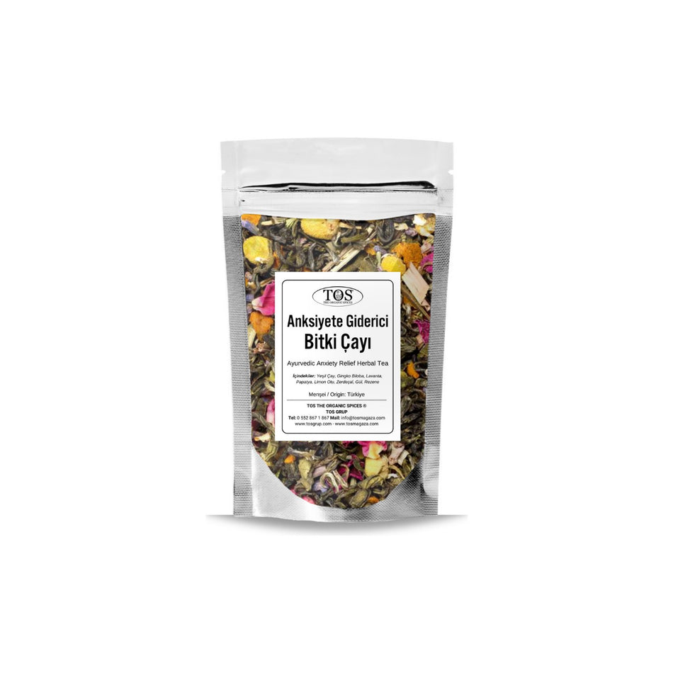 TOS The Organic Spices Ayurvedik Anksiyete Giderici herbal tea 40 g (1. Kalite) Ayurvedic Anxiety Relief Herbal Tea - MALLTURK