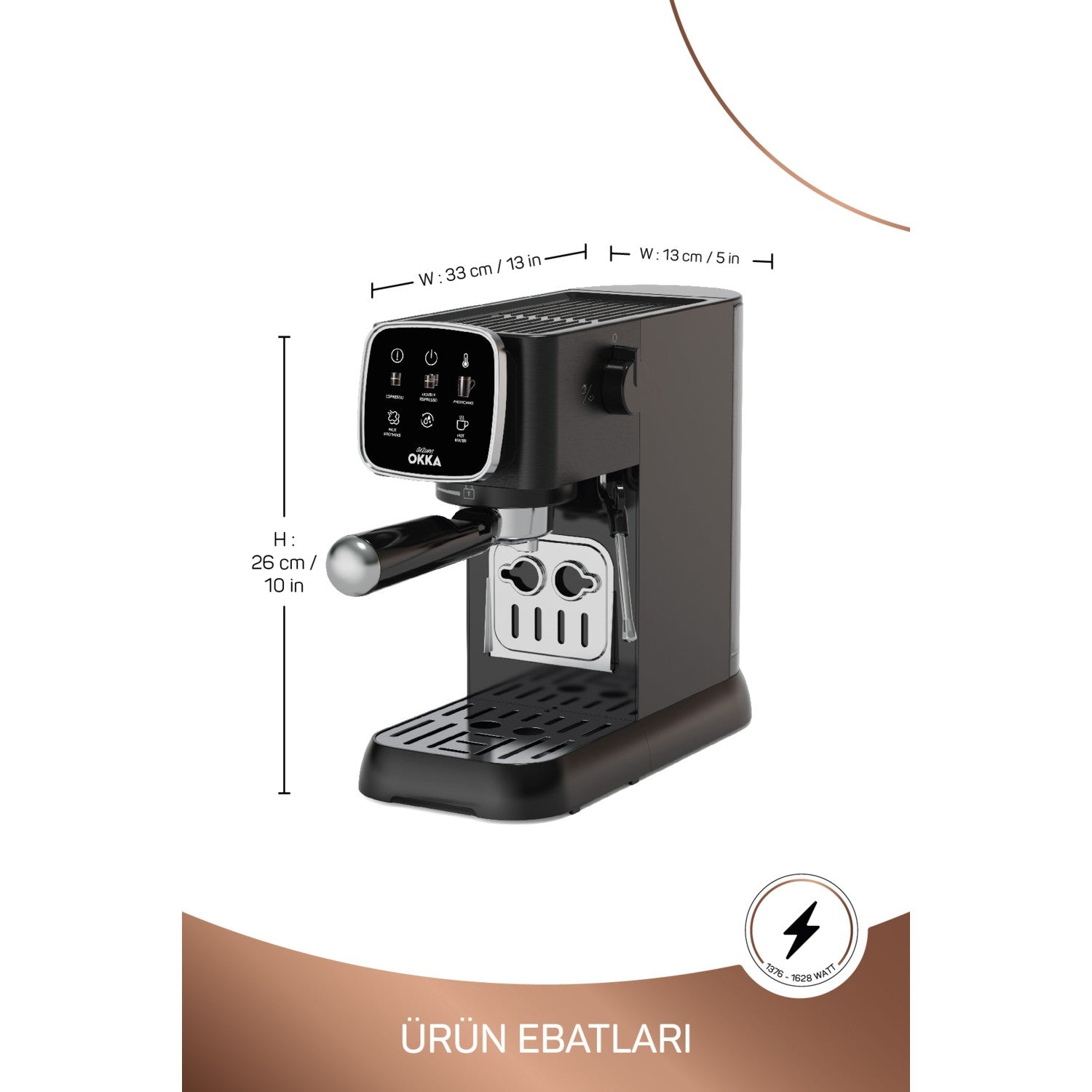 Arzum OK0034 Okka Espresso Solo Semi-Automatic Espresso Machine - MALLTURK