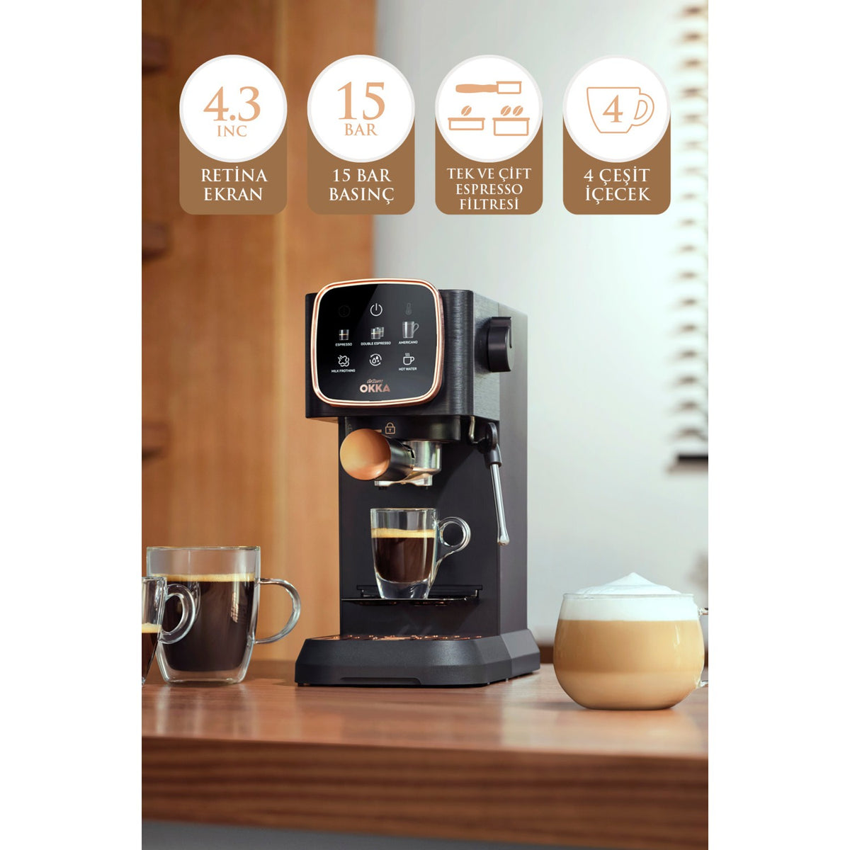 Arzum OK0034 Okka Espresso Solo Semi-Automatic Espresso Machine - MALLTURK