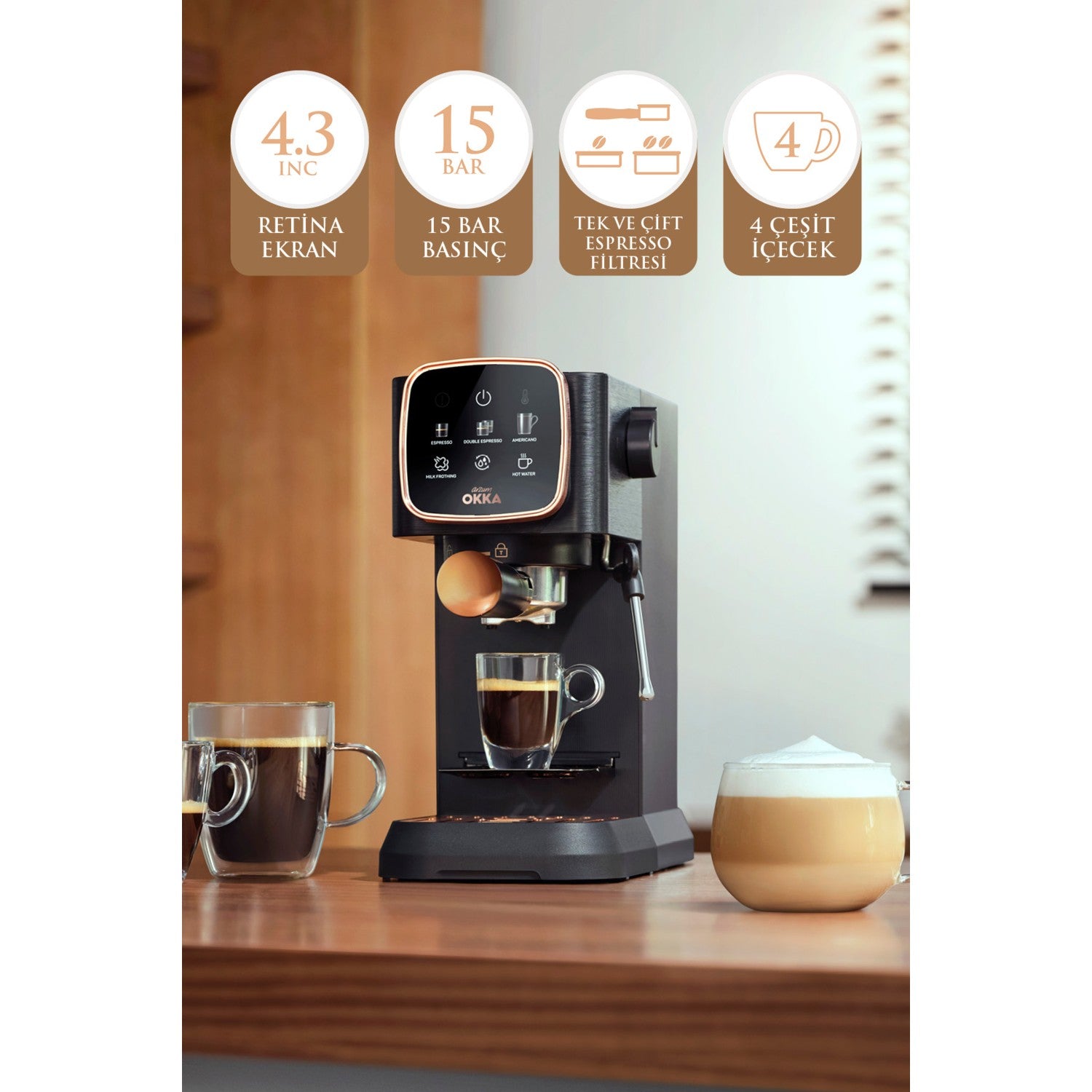 Arzum OK0034 Okka Espresso Solo Semi-Automatic Espresso Machine - MALLTURK