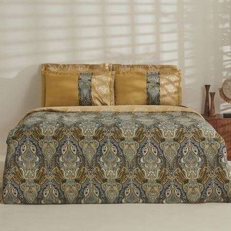 Karaca Home Sherie Double Duvet Cover Set Cotton Sateen Green - MALLTURK