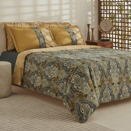 Karaca Home Sherie Double Duvet Cover Set Cotton Sateen Green - MALLTURK