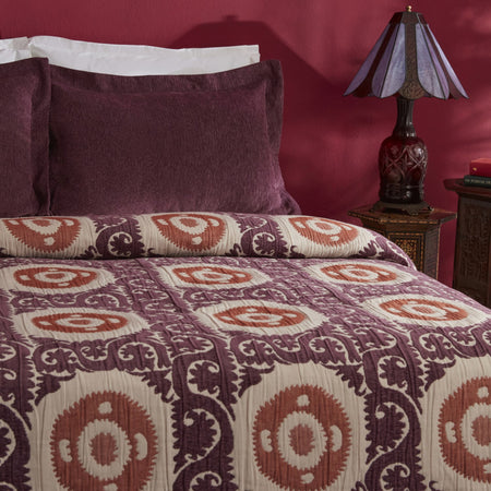 Karaca Home Ruan Double Bedspread Set, Plum - MALLTURK