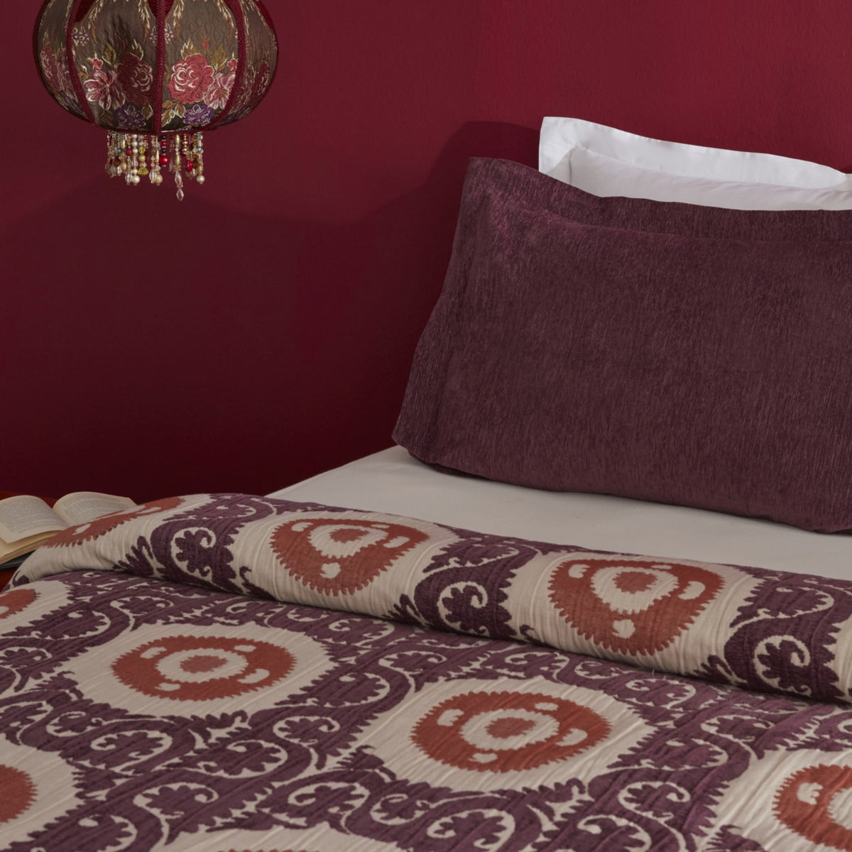 Karaca Home Ruan Double Bedspread Set, Plum - MALLTURK