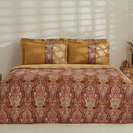 Karaca Home Sherie Double Duvet Cover Set Cotton Sateen Brown - MALLTURK