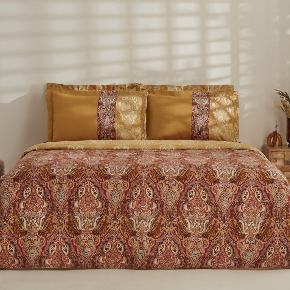 Karaca Home Sherie Double Duvet Cover Set Cotton Sateen Brown - MALLTURK