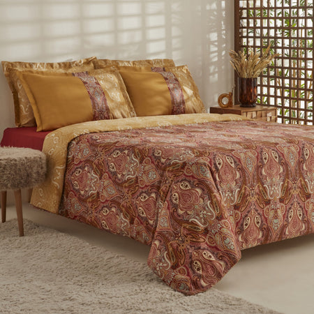 Karaca Home Sherie Double Duvet Cover Set Cotton Sateen Brown - MALLTURK