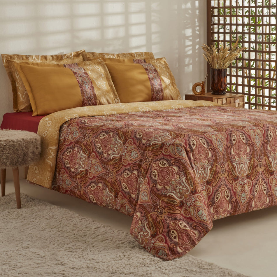 Karaca Home Sherie Double Duvet Cover Set Cotton Sateen Brown - MALLTURK