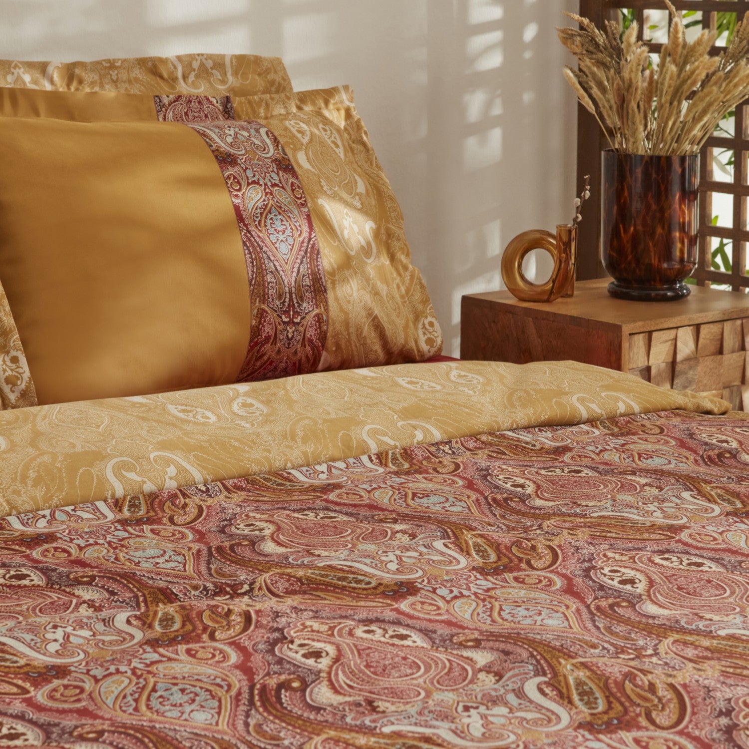 Karaca Home Sherie Double Duvet Cover Set Cotton Sateen Brown - MALLTURK