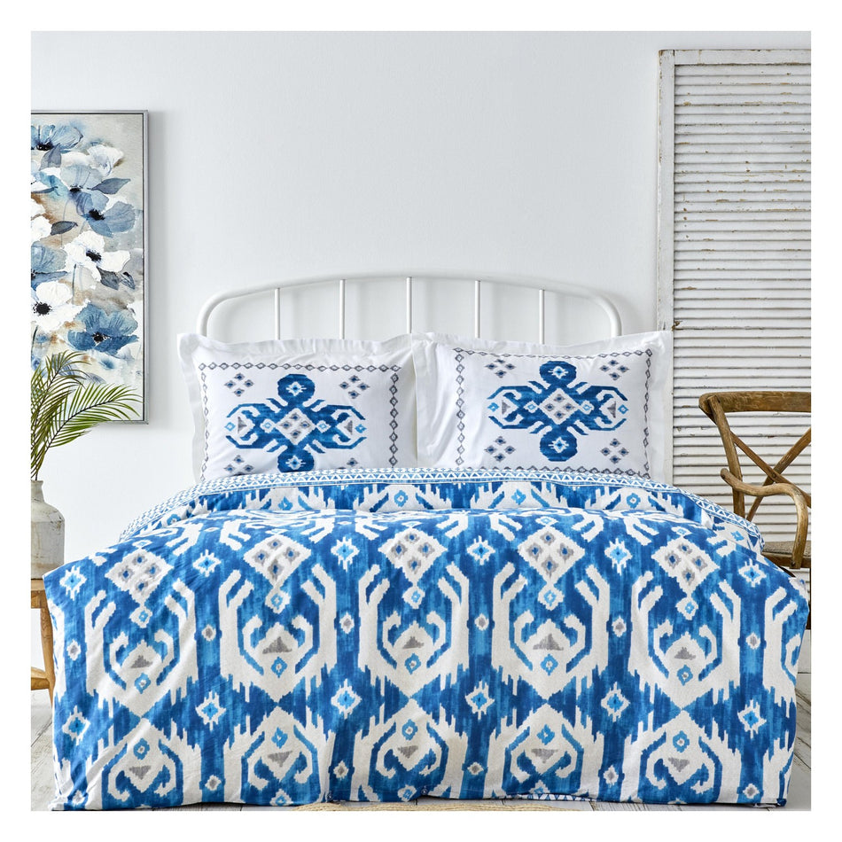 Karaca Home Neos %100 Cotton Double Duvet Cover Set Blue - MALLTURK
