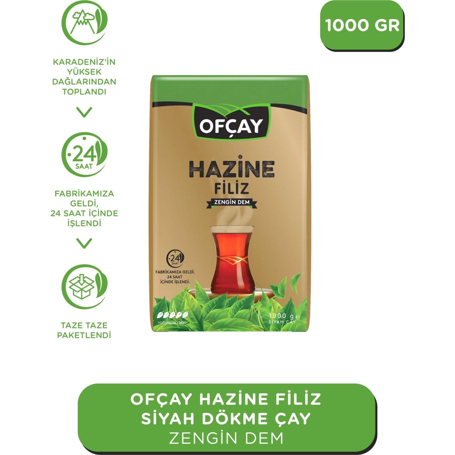 Ofcay Hazine sprout loose leaf black tea 1000 g Taze Paketlenmis Zengin flavored - MALLTURK