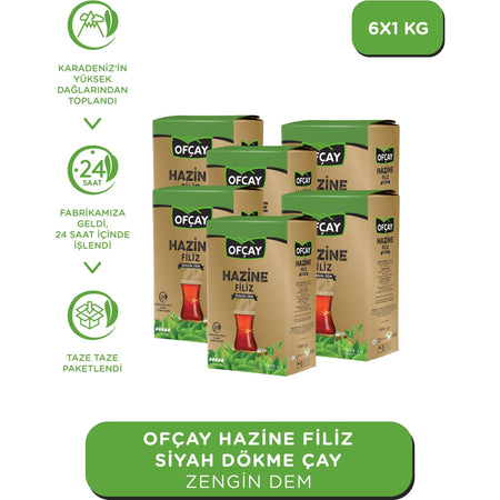 Ofcay Hazine loose leaf black tea 1 kg X 6 pack Zengin Dem Kalitesi with Taze and natural - MALLTURK