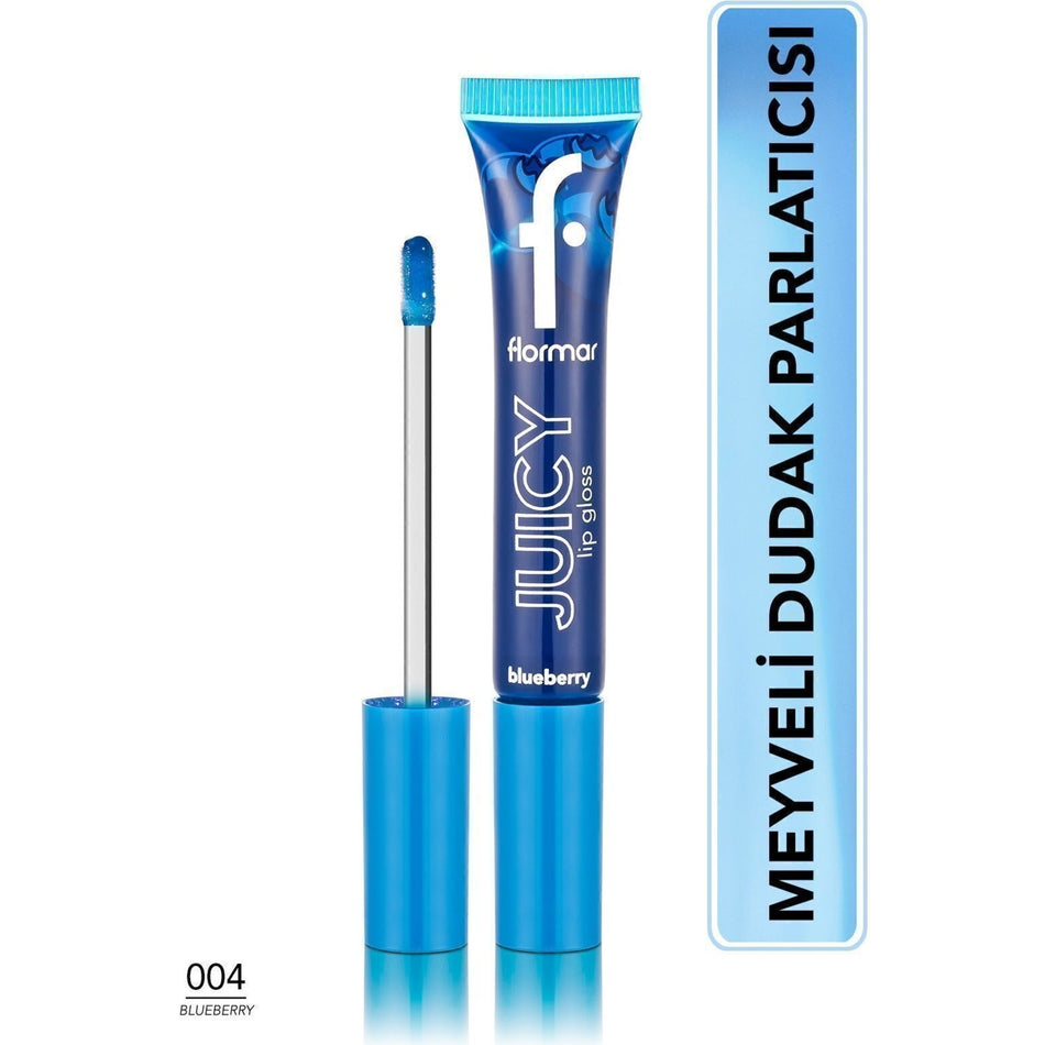 Flormar Juicy Lip Gloss Fruit Flavored Nourishing Lip Gloss (004 Blueberry) 8682536087742
