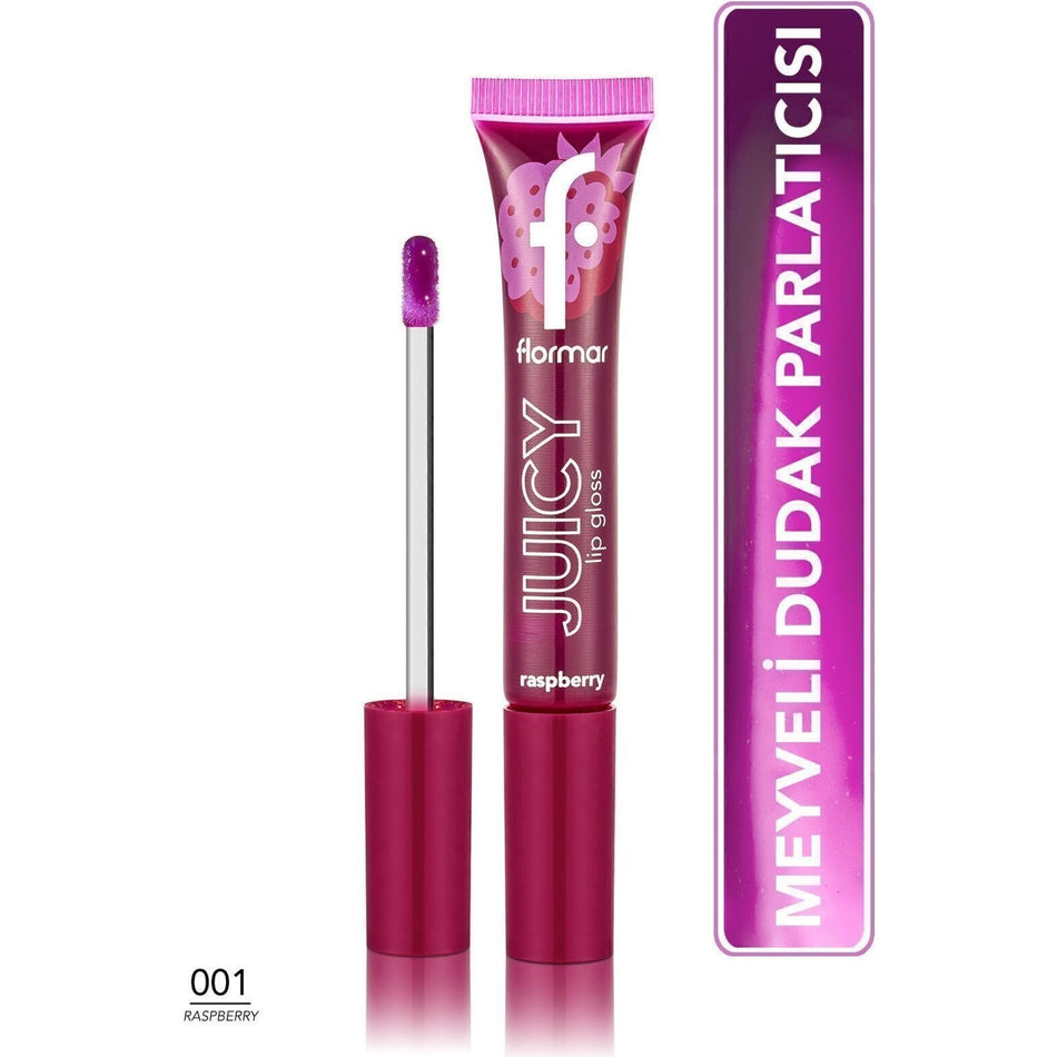 Flormar Juicy Lip Gloss Fruit Flavored Nourishing Lip Gloss (001 Raspberry) 8682536087711