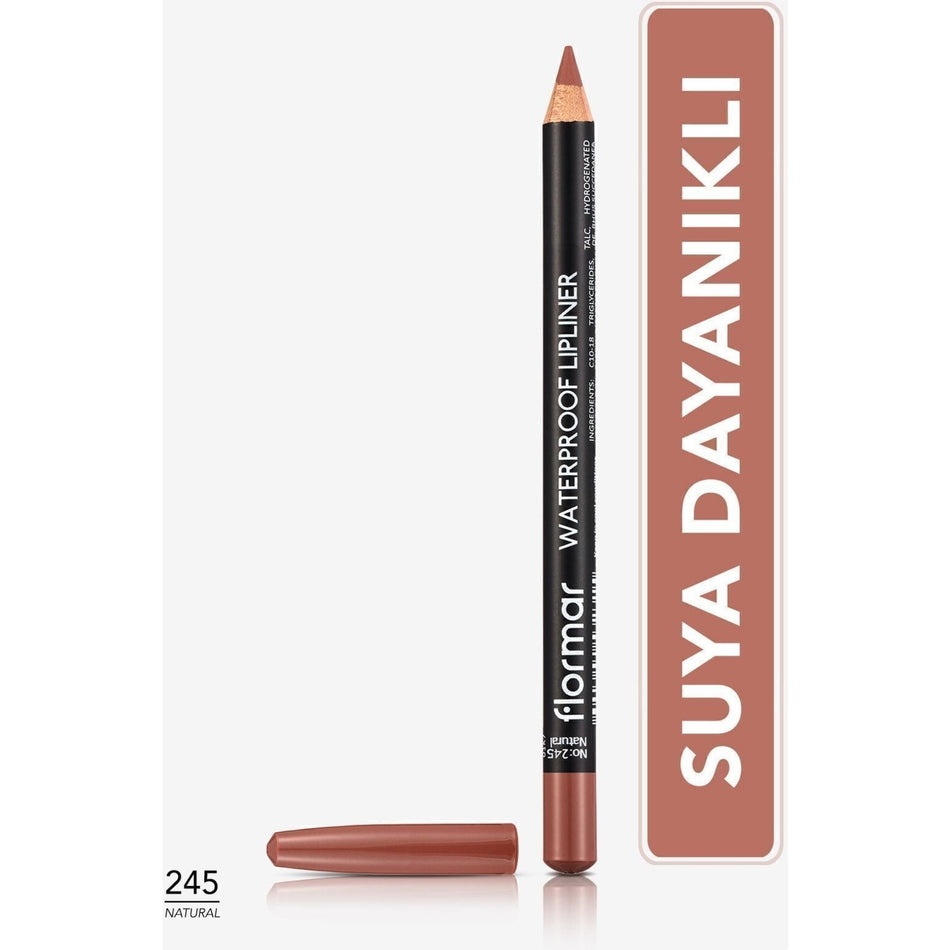 Flormar 245 Natural Tinted Waterproof Matte Lip Pencil with Long-Lasting Properties