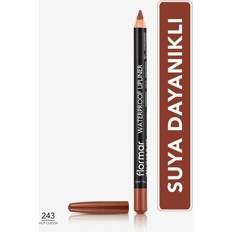 Flormar Waterproof Lip Pencil 243 Hot Cocoa 1.14 gr Intense Color and Smooth Application