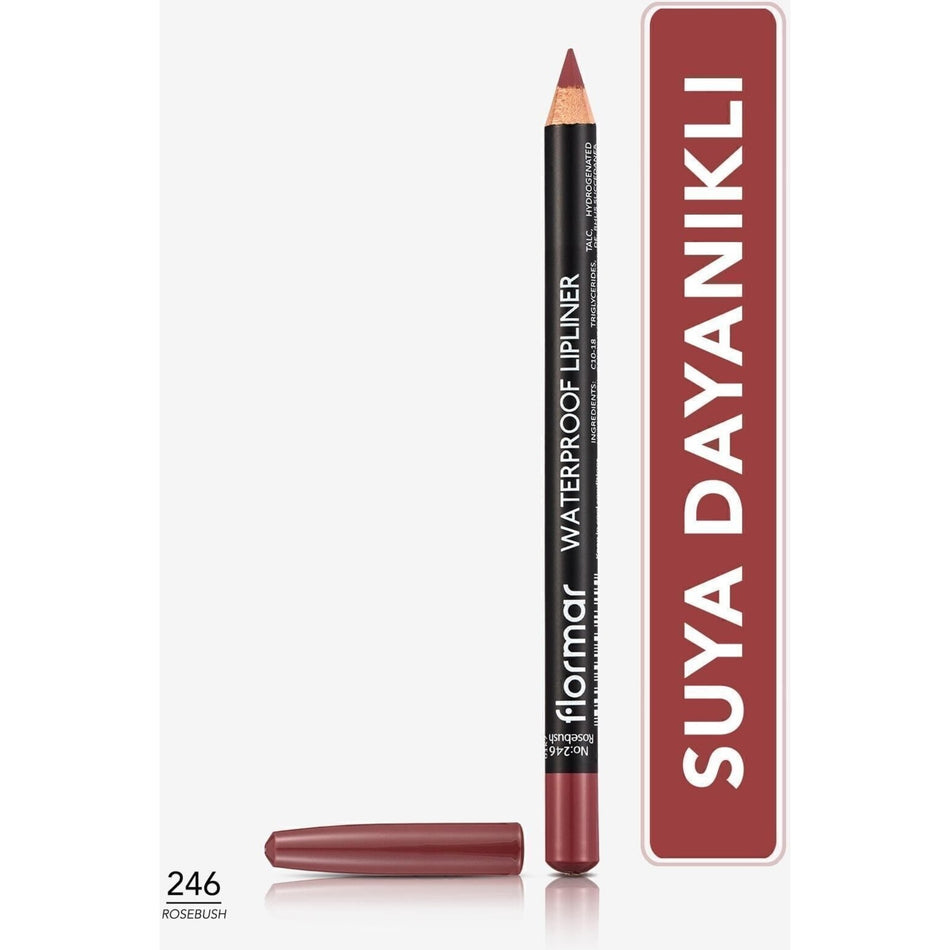 Long-lasting makeup with Flormar Intense Color Waterproof Matte Lip Pencil 246 Rosebush.