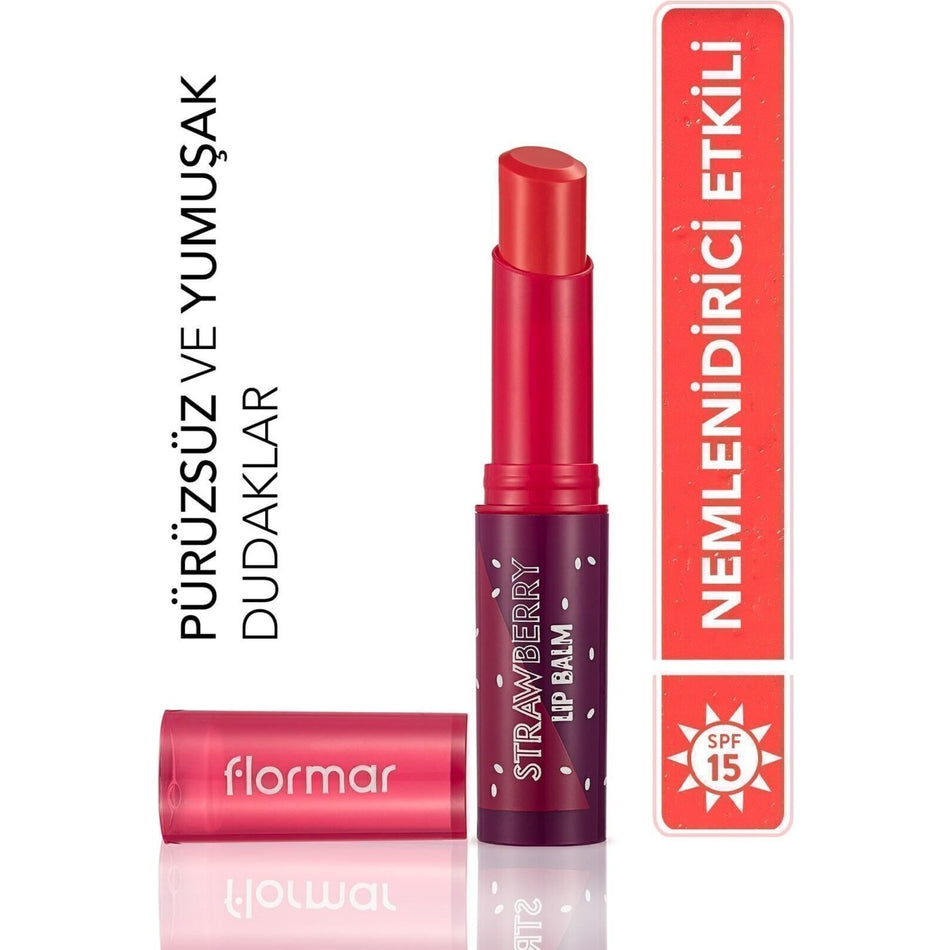 Flormar Tinted Lip Moisturizer with Shea and Cocoa Butter (003 Strawberry) 8690604555383
