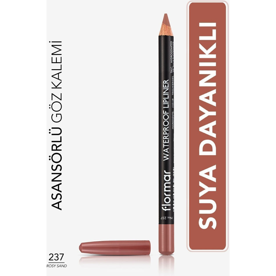 Flormar Waterproof Lip Pencil 1.14 gr Shade No:237 Rosy Sand Intense Color