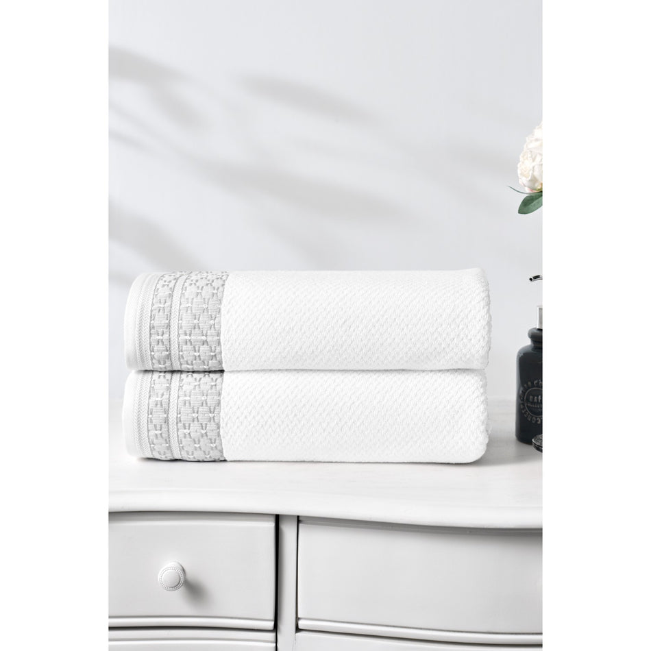 Ozdilek Strap Bath Towel 90x150 cm White - Gray - MALLTURK