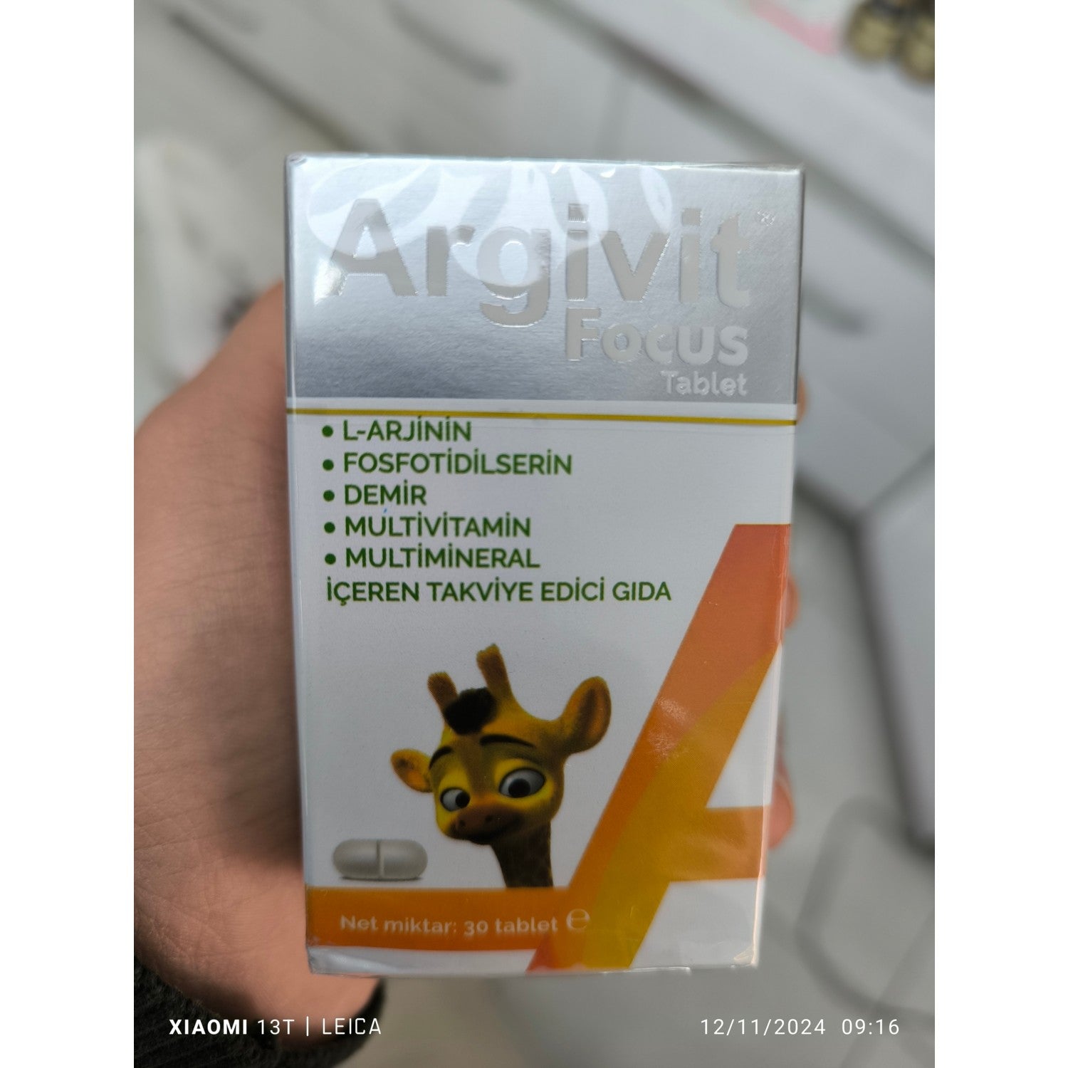 Argivit Focus Tablet 30 Pieces Multivitamin and Multimineral with Vegan Urun Helal Sertifikali - MALLTURK