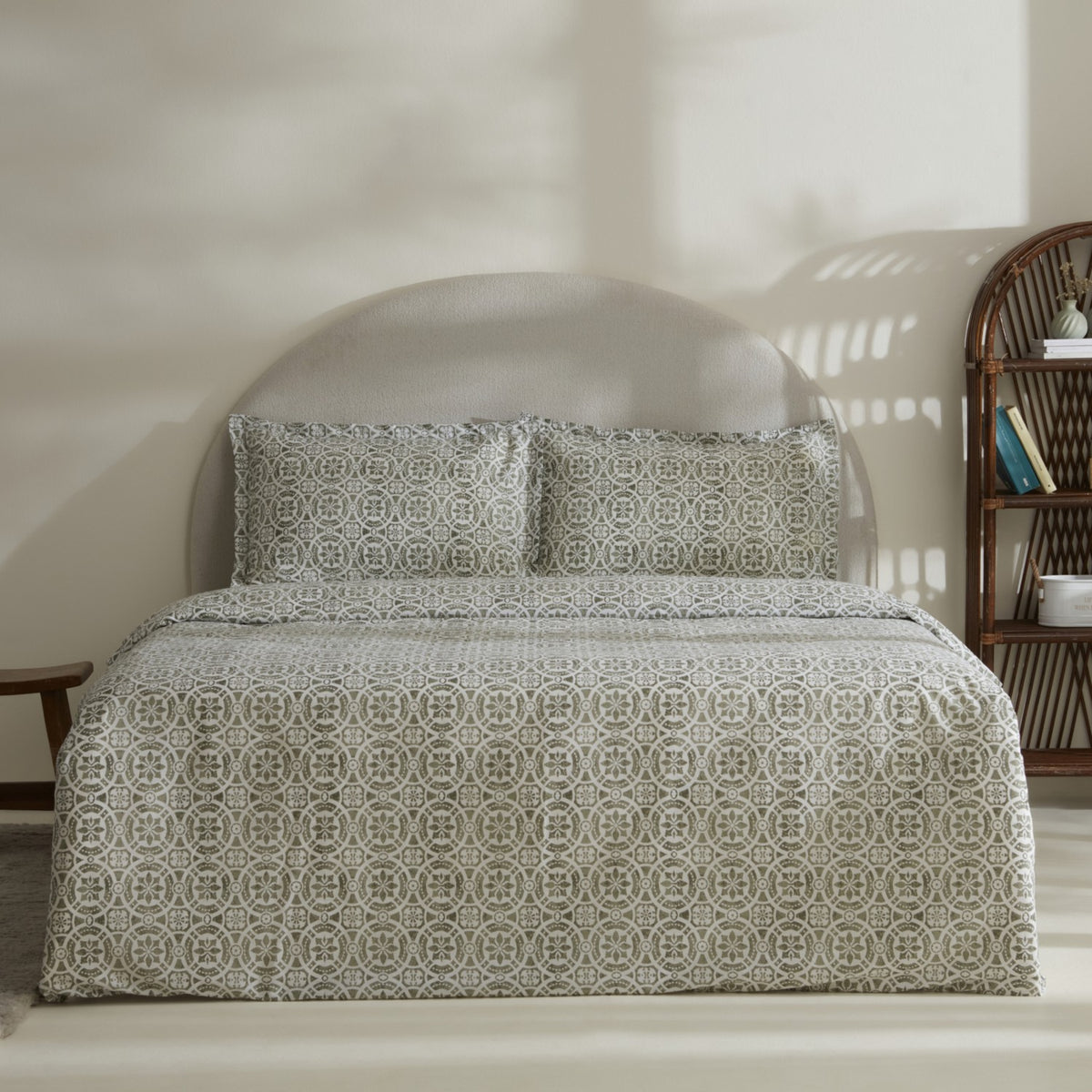 Karaca Home Lea Cotton Double Duvet Cover Set Green - MALLTURK