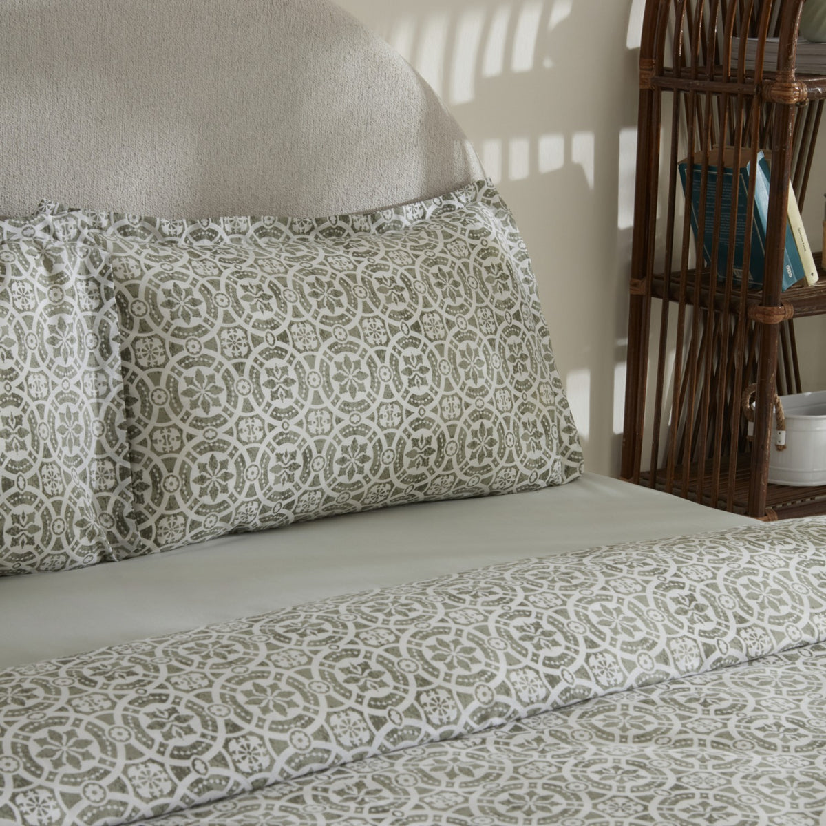 Karaca Home Lea Cotton Double Duvet Cover Set Green - MALLTURK